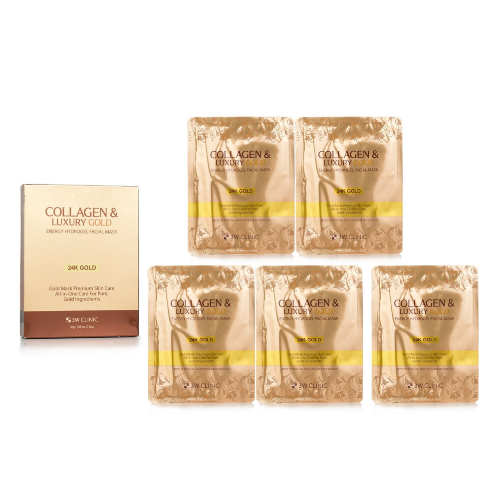 3W Clinic - Collagen & Luxury Gold Energy Hydrogel Facial Mask 033584 - 30G X 5Pcs