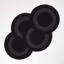 (Black, Grey) Braided 100% Cotton Round Placemats Set of 4