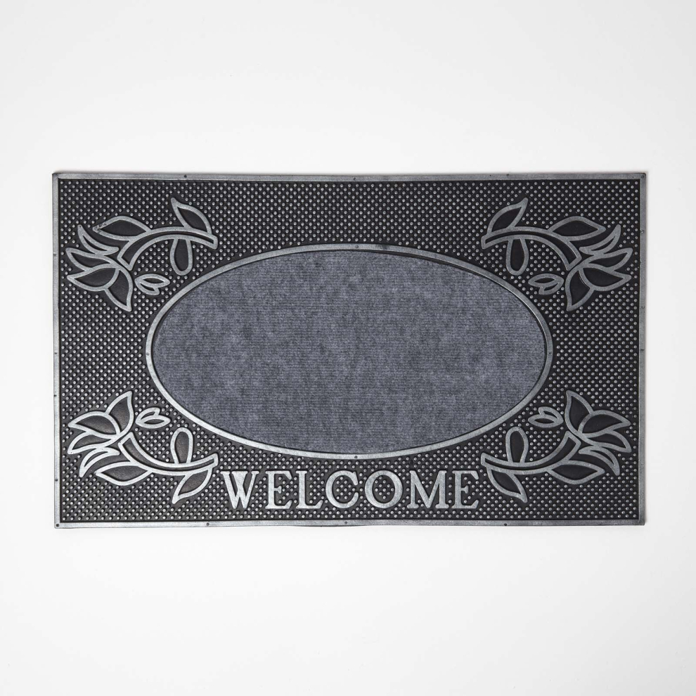 Homescapes () 'Welcome' Door Mat, 75 X 45 Cm Silver/Gold
