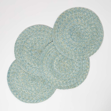 (Green) Handwoven Round Placemats Set of 4
