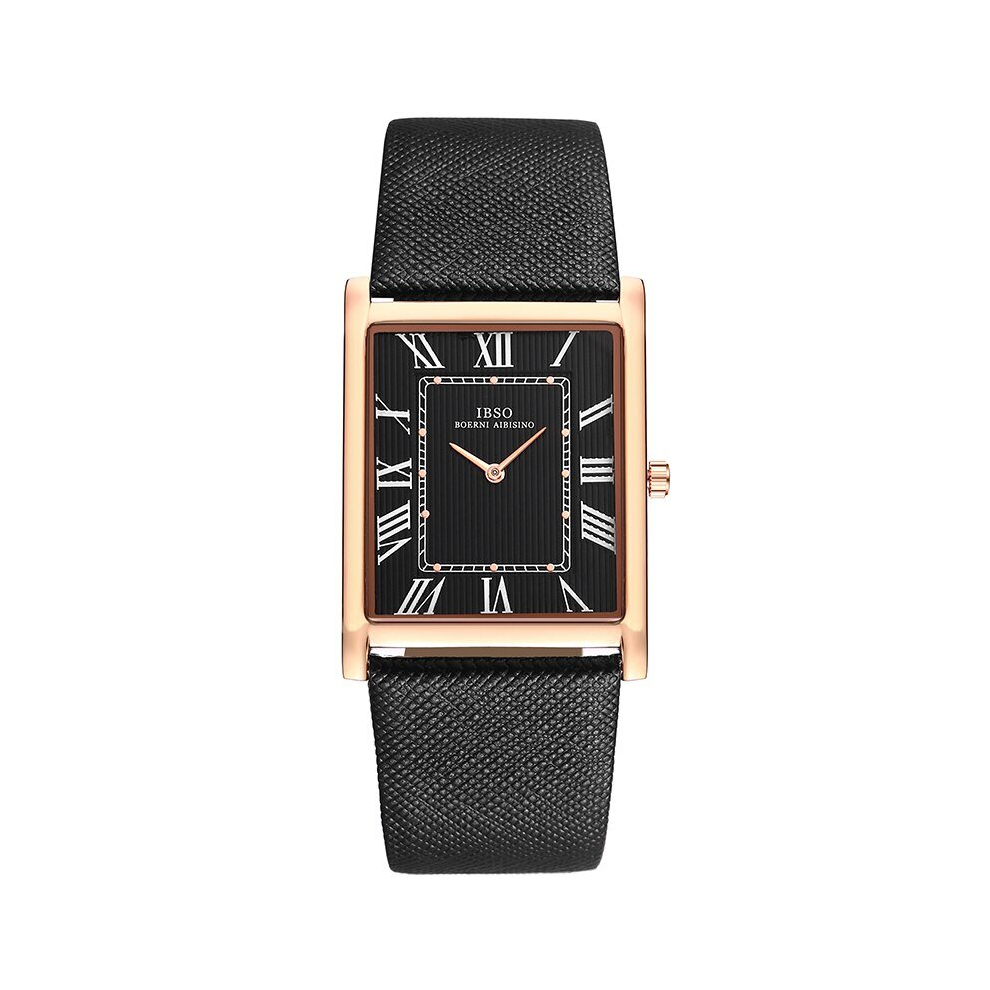 (B2232B-BK-RG-BK) IBSO Ultra-Thin Rectangle Dial Men's Quartz Watch Luxury Business Style