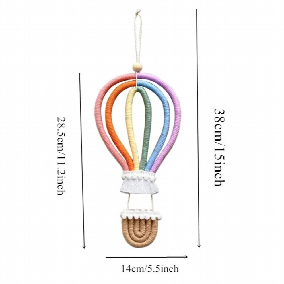 Nordic Woven Hot Air Balloon Wall Hanging Decor Macrame Rainbow Tapestry Baby Girls Bedroom Decor Nursery Home Decor