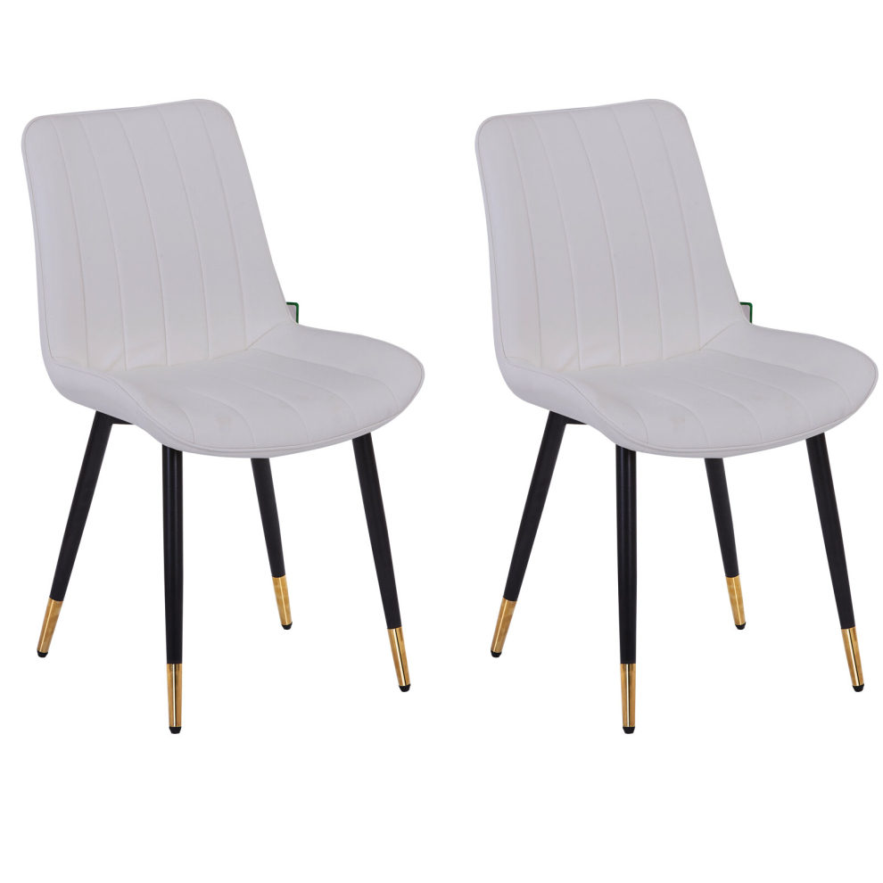 (White) Set of 2 Faux Leather PU Padded Dining Chairs Luxury Dining Chairs-image-OPC-PCYX6P6-NEW