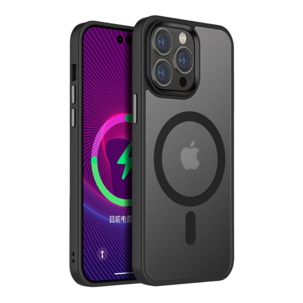 Case Compatible With Iphone 15 Pro Ash Deep Space Smart Charging Silicone Cover Black 7865576812760