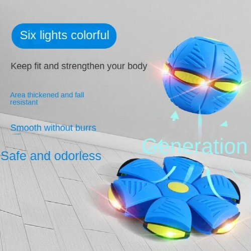 Outdoor Magic Flying Saucer Deformed Ball Treading Ball with Light Bouncing Ball Elastic Flying Saucer Toy for Kids and Teens