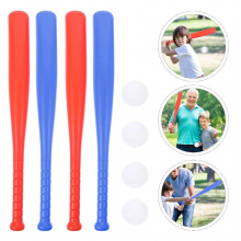 4 Sets Plastic Baseball Bat Kit with Baseball Toy for Kids Children Outdoor Sports Red Yellow Green Each Set