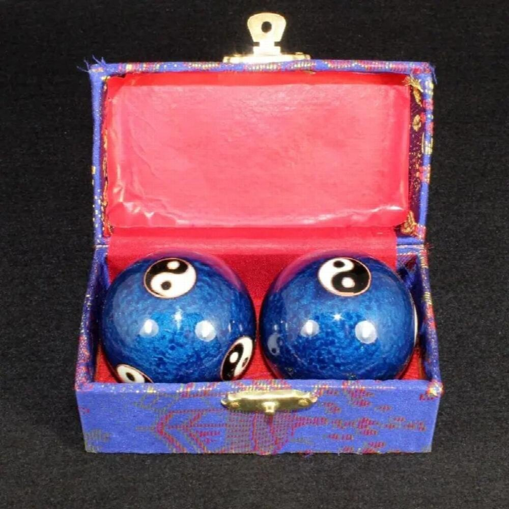 Cloisonne Health Hand Balls Exercise Stress Balls Carved Tai Chi Pattern Stress Relieve Hand Balls Gift for Family D5QA