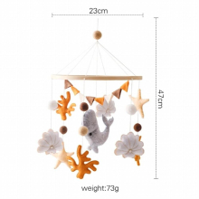 Baby Wooden Bed Bell Cartoon Marine Animals Pendant 0-12 Months Baby Hanging Toy Crib Mobile Toy Wood Holder Bracket Kid Gift