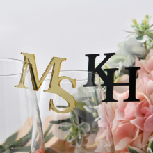 (20pcs Mirror Gold Deep Sapphire-High 50mm) 20/50/100pcs Personalized Cut Wedding Drink Tags Glass Topper Drink Stirrers Bar Sign Glass Marker Acrylic Wine Charms