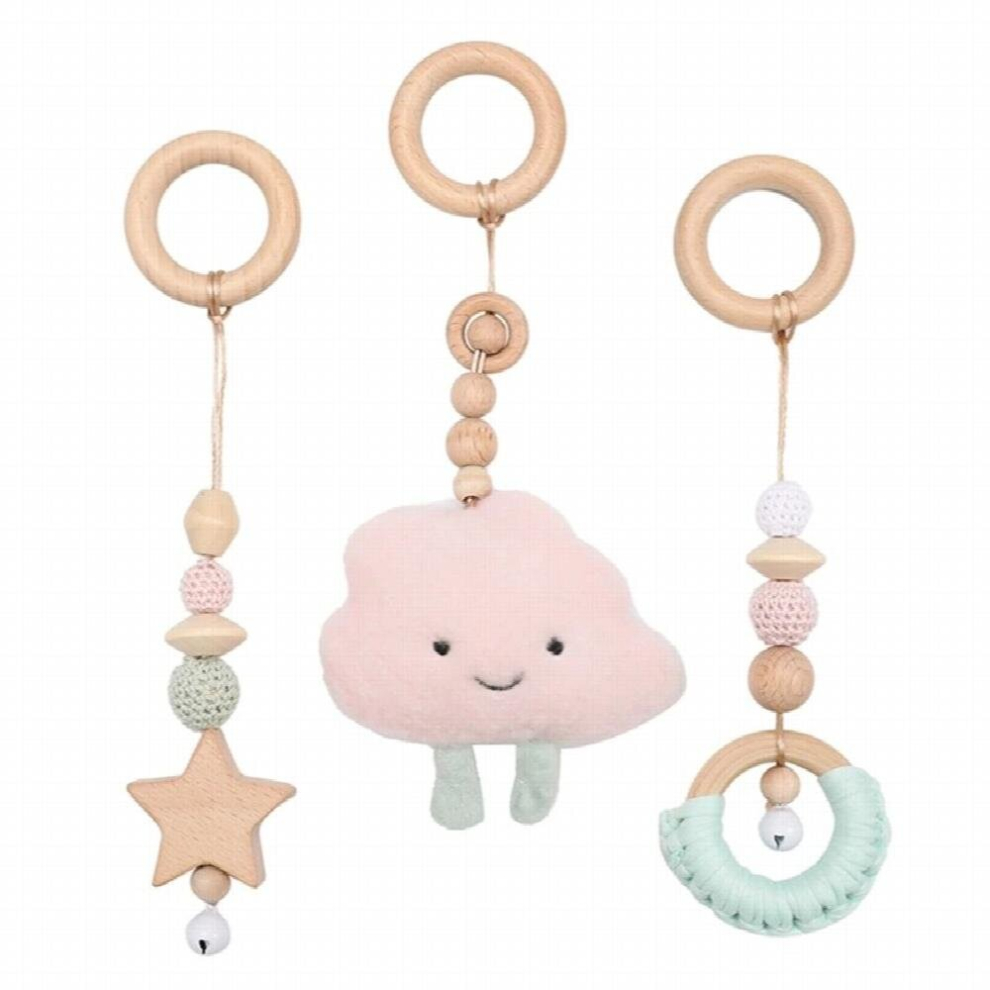 Baby Wooden Gym Rack Cartoon Crochet Avocado Cloud Rattle Pendant Infant Wooden Ring Teether Children Montessori Toys Kids Gift