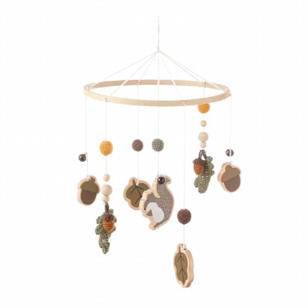 Baby Bed Rattle Rainbow Wooden Circle Toys Newborn Crib Mobile Rattles Rainbow Tassel Bed Bell Rotating Wind Chime Nursery Decor