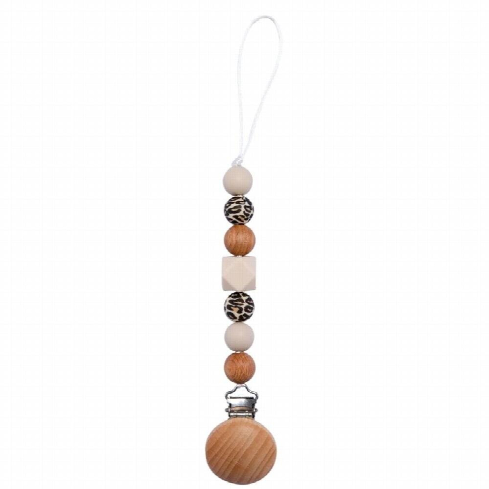 Wood Pacifier Clips Chain Baby Teether Eco-friendly Silicone Teething Anti-drop Infant Nipple Appease