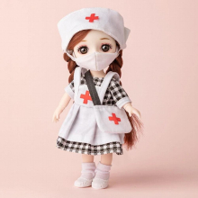 Nurse BJD Doll Girls Toys Movable Joints Children Dollhouse Pretend Play 1/12 Dress up Plastic Doll for Kids Gift