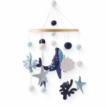 Baby Ocean Whale Rattle Toy 0-12 Month Bed Bell Mobile Wooden Newborn Felt Bell Hanging Toys Holder Bracket Infant Crib Toy Gift