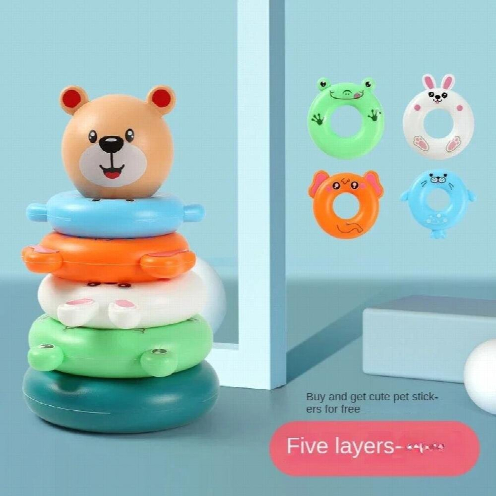 Baby Puzzle Pyramid Tower Cup Stacking Duck Toys Montessori Educational Beach Kids Pool Bathtub Toy Boy Gril Gift