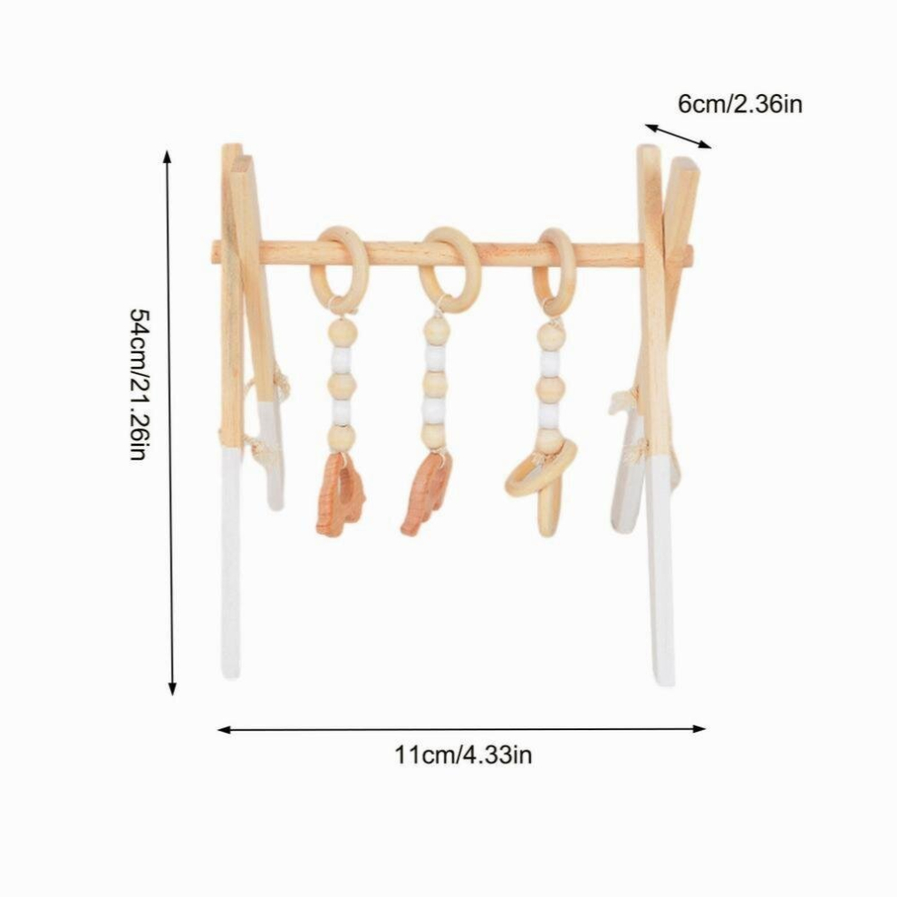 Baby Wooden Gym With Hanging Toys Foldable Toddlers Play Frame Rack Cartoon Crochet Avocado Cloud Rattle Pendant Montessori Toys