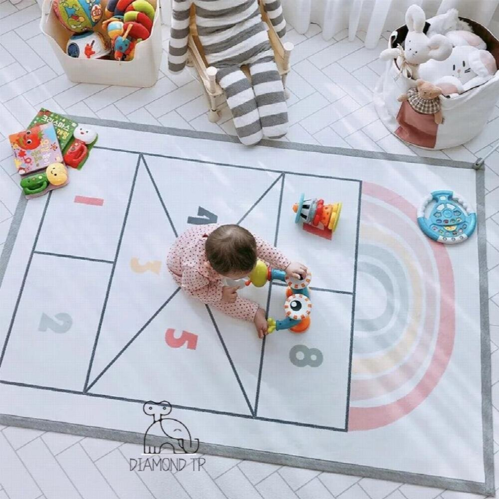 Baby Crawling Mat INS Childrens Room Rainbow Number Jumping Grid Mat Game Geometry Cartoon Practical Carpet Photography Props