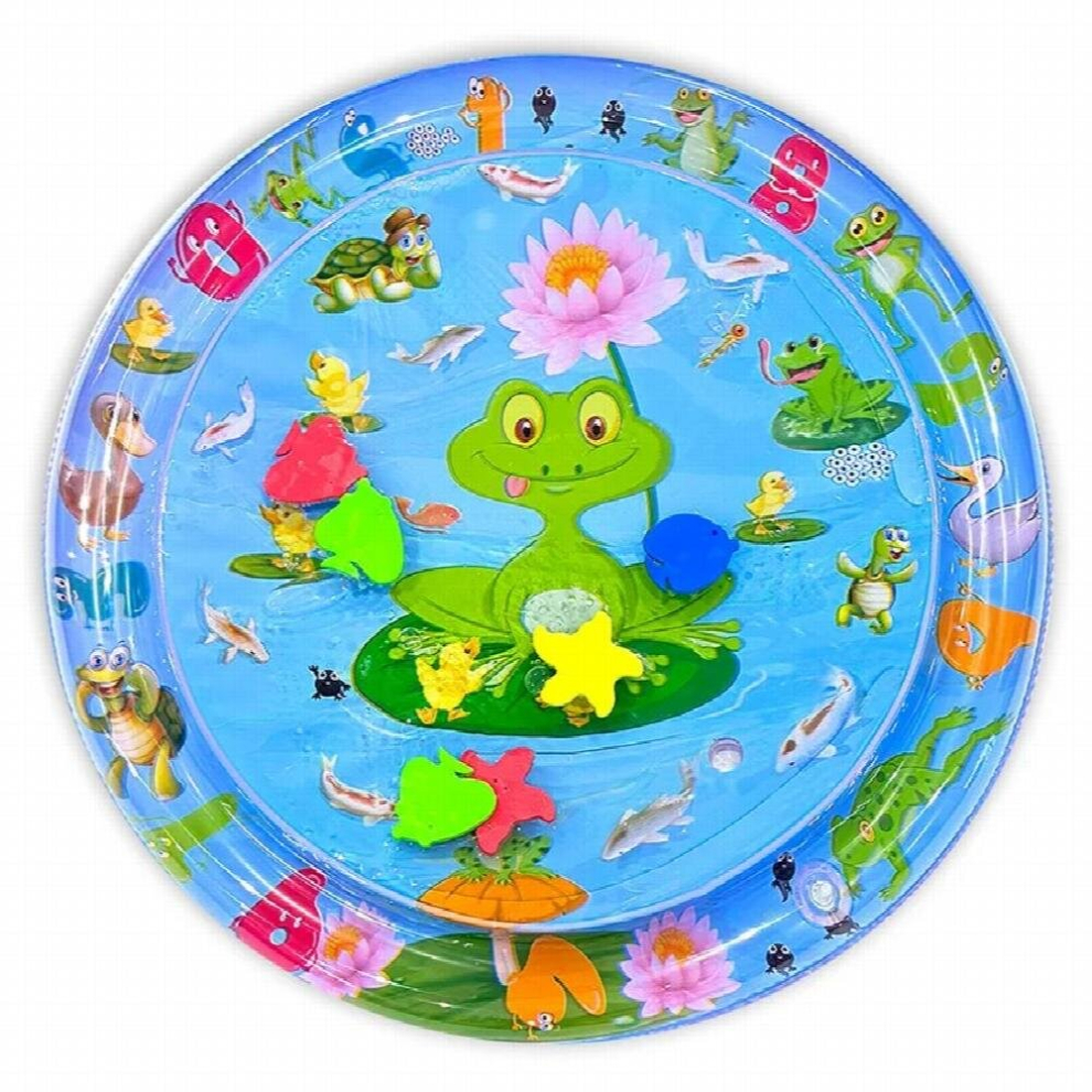 1pc Round Baby Playing Water Mat Frog Pattern PVC Large Area Play Mat Cushion Kids Gift
