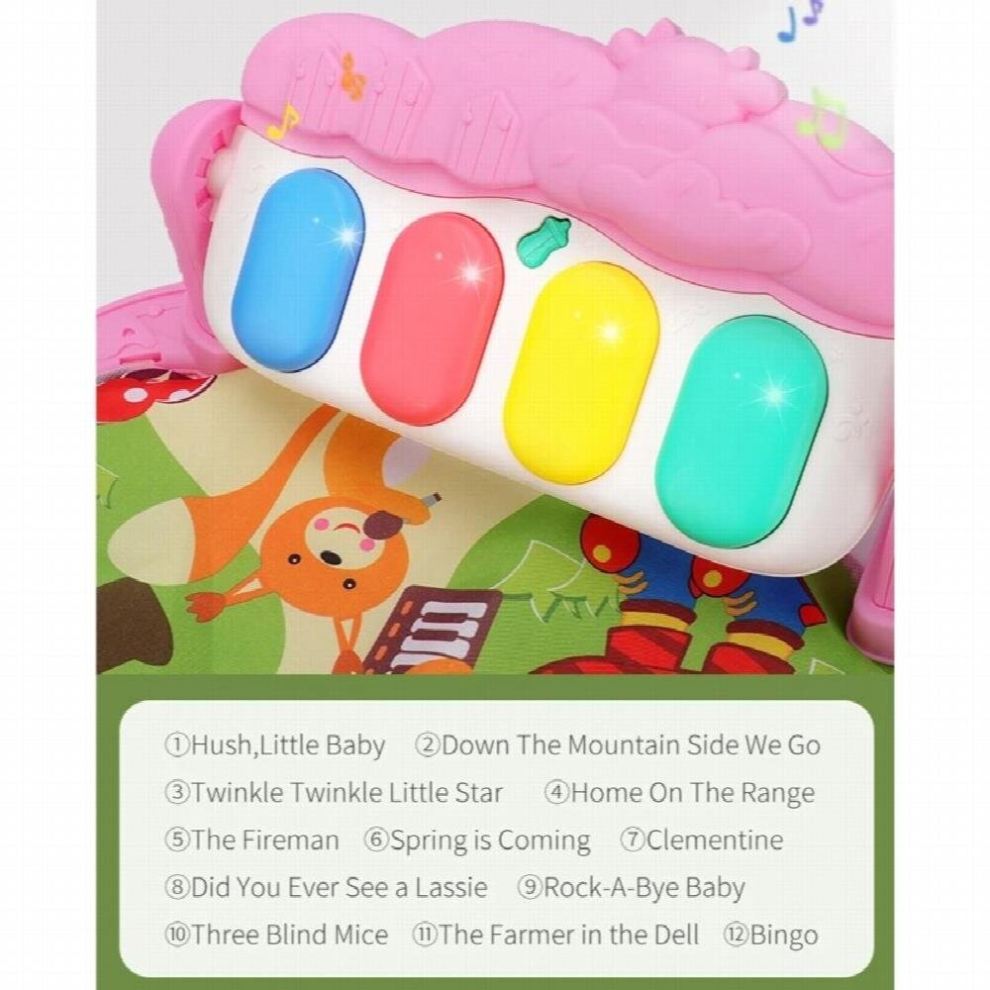3-in-1 Kick n Play Piano Gym Musical Play Mat for Baby Tummy Time Activity Centers with Hanging Rattles Gender Neutral P31B