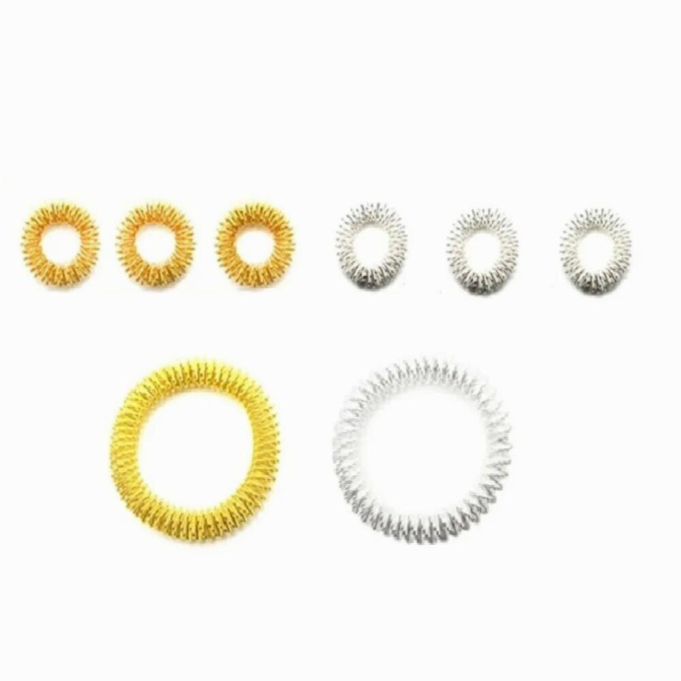 8PCS 6Pcs Acupressure Massage Rings + 2Pcs Wrist Massage Rings, Chinese Medicine Pain Therapy Finger Circulation Massage Ring