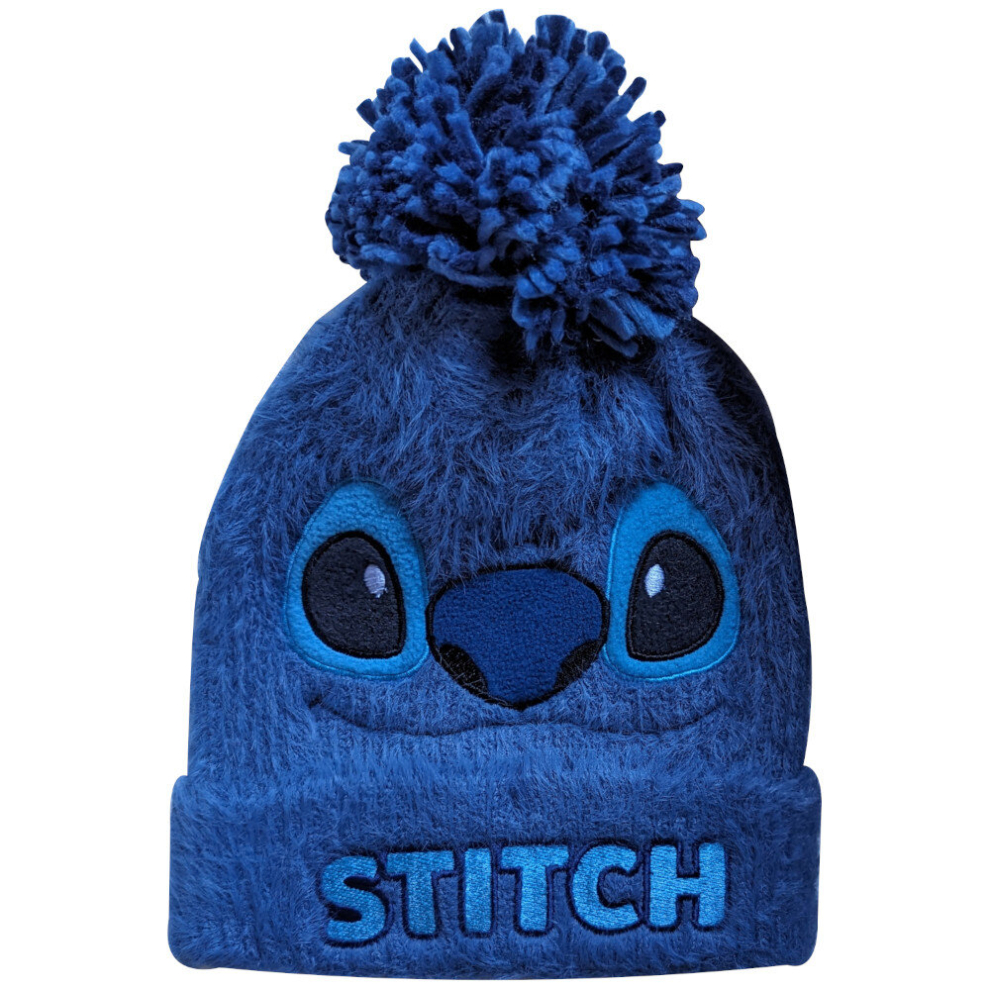 Disney Lilo And Stitch - Stitch Fluffy Pom Pom Beanie - Jigsaw Puzzle Blue