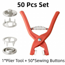 50Sets 9.5MM Five Jaw Buckle Pliers Set Tool DIY Craft Sewing Hollow Solid Metal Snap Buttons Clothes Installation Accessories