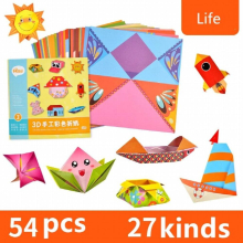 54pcs/set Cartoon Pattern Home Origami Paper Art Craft DIY Educational Toy Paper Double Sided Creativity Toys for Kids