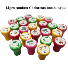 6/12 PCS Teeth Stamp Cartoon Christmas Stamp Brushing Reminder Tool Bonus Tool Holiday Gift Dental Small Gift Health Care Toys