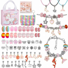 DIY Childrens Colorful Unicorn Beaded Material Set Girl Bracelet Necklace Decoration Birthday Gift XPY