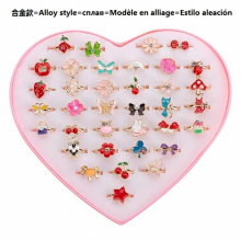 36pcs/lot Children Cartoon Rings Candy Flower Animal Bow Shape Ring Set Mix Finger Jewellery Rings Kid Girls Toys Random