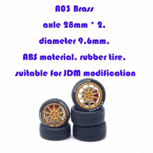 CM Model 1/64 ABS Wheels Rubber Tires Replace Modified Parts Rims JDM Style for Model Car Vehicle 4pcs Set