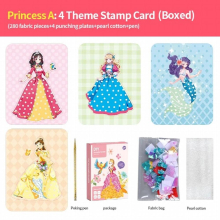 Puzzle Puncture Painting With Princess Board Stickers Fabric Poking Art DIY For Kids Birthday Christmas Age 4 5 6 7 8 9 10