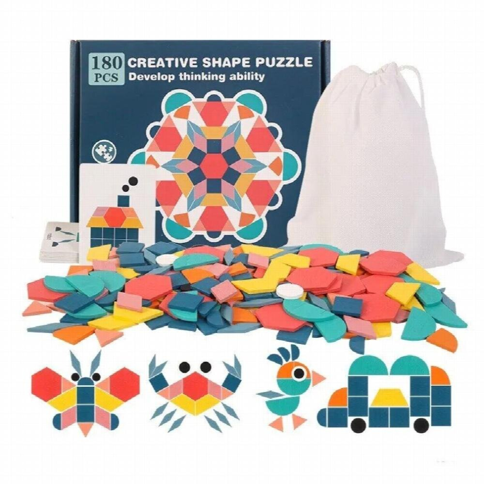 180PCS Wooden Jigsaw 3D Creative Puzzle Game Animal Shape Geometric Board Baby Montessori Educational Toy Children Birthday Gift-image-OPC-PCZ9YHZ-NEW