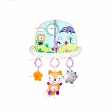 Car Seat Toys for Baby Pedal Piano Adjustable Car Seat Activity Arch with Music Mirror Hanging Squeaky Sensory Soft Baby Toys