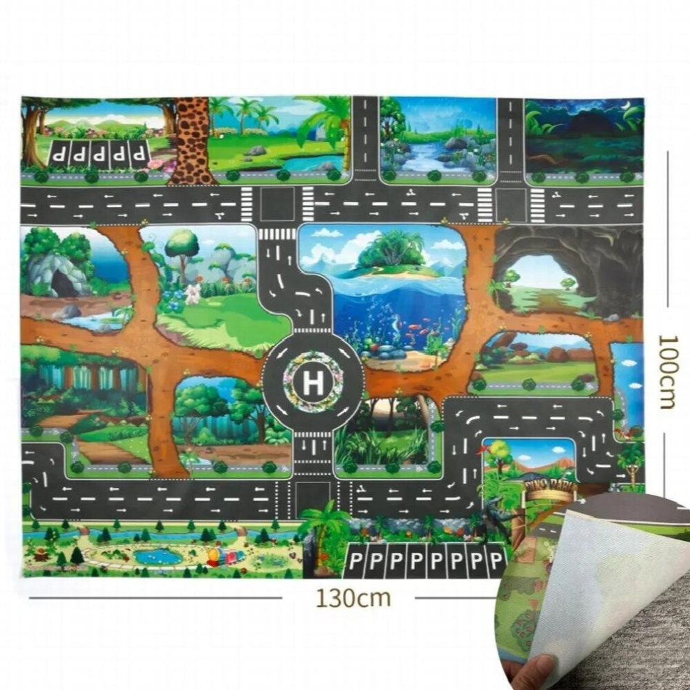 100x130 Kids Playmat Farm Road Portable Map Baby Educational Rugs Toddler Dinosaur Waterproof Play Mat Crawling Non-Toxic Carpet