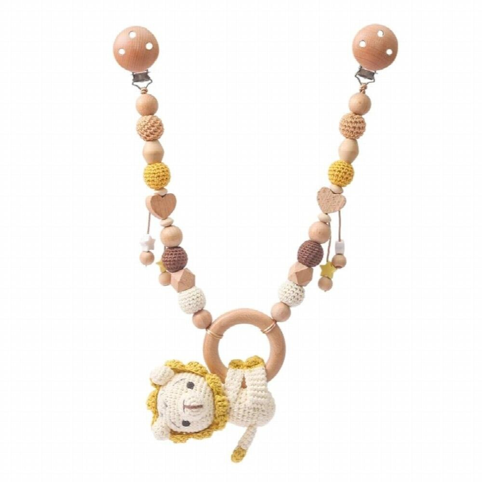 Baby Wooden Crochet Stroller Toys Hanging Stroller Rattle Crib Bell Animal Mobiles Gym Stroller Pendants Childrens Toys