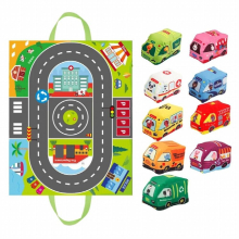 Soft Car Toy Set with Play Mat and 9pcs Vehicle for 1 Year Old Baby Toys 12-18 Months Toddlers Car Boys and Girls
