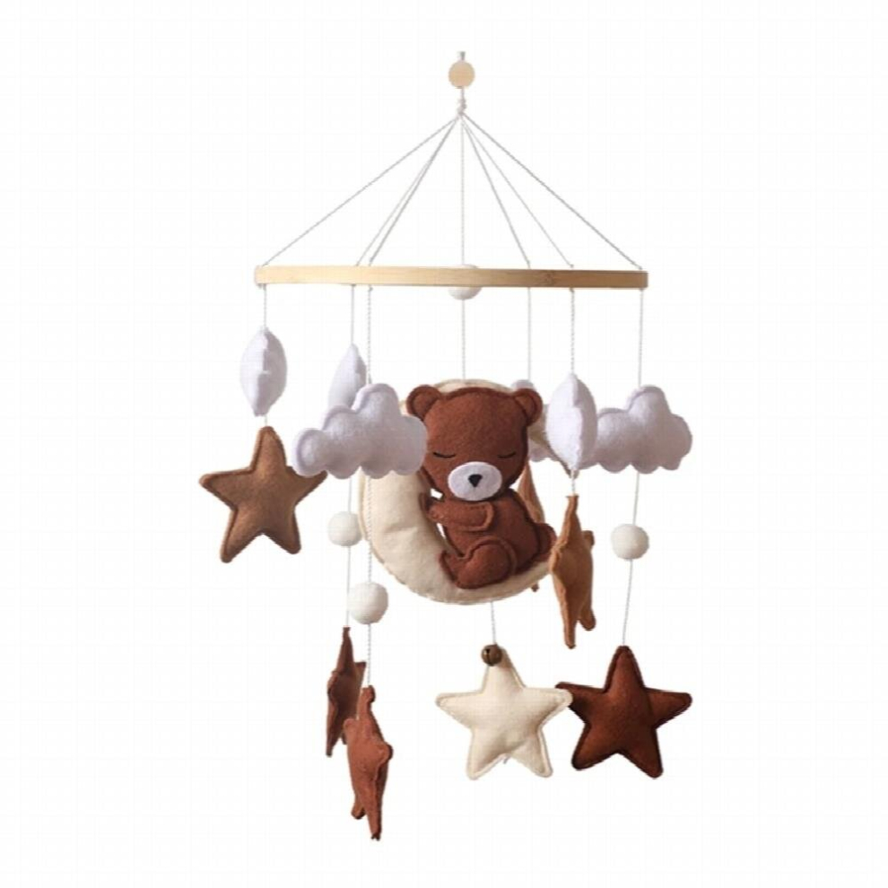 Wooden Baby Rattles Soft Felt Cartoon Bear Cloudy Star Hanging Pendant Bed Bell Mobile Crib Montessori Toys For Newborn Gift