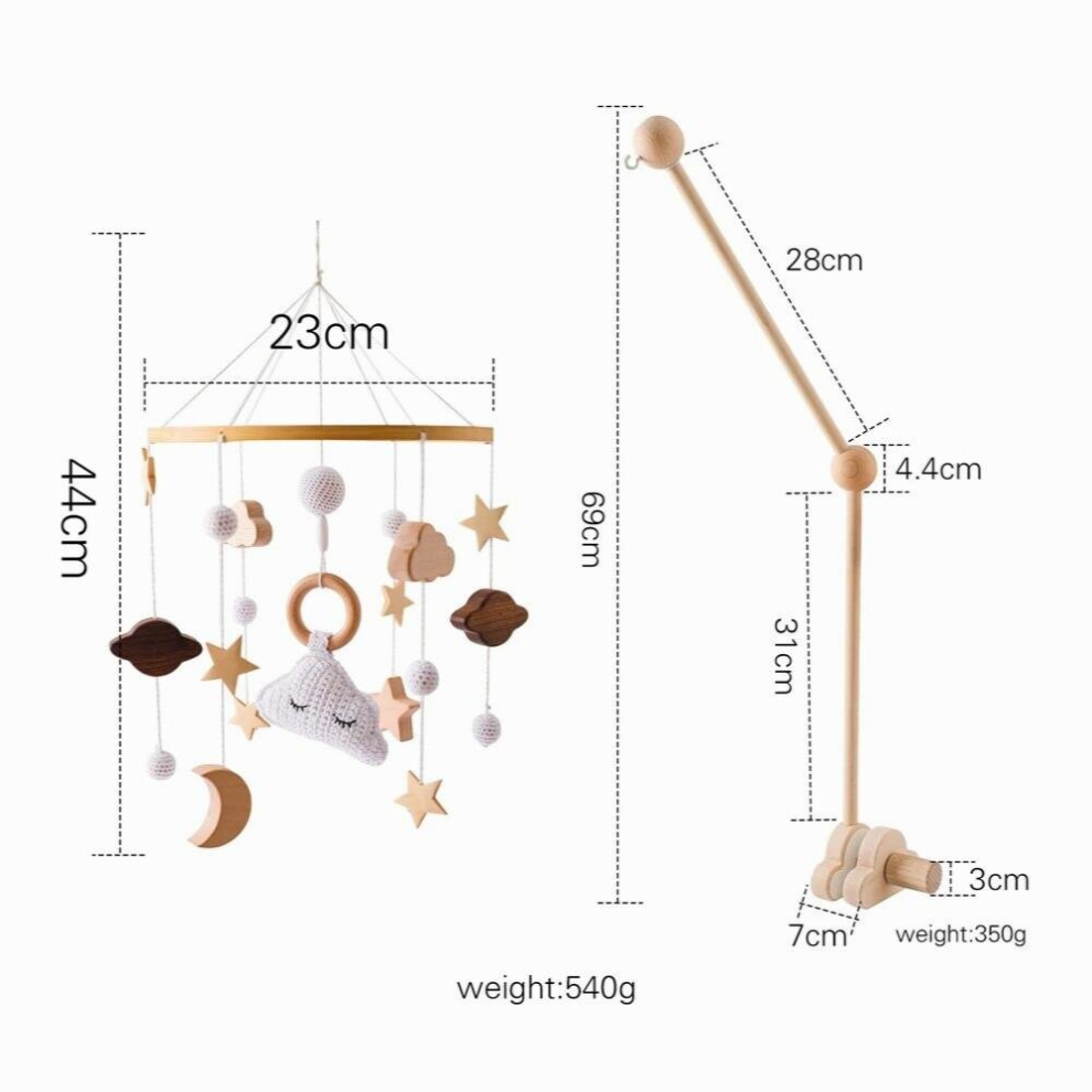Infant Crib Mobile Bed Bell Bracket Assembly Rattle Bracket Set Newborn Rattle Baby Toys Wooden Bed Bell Accessories
