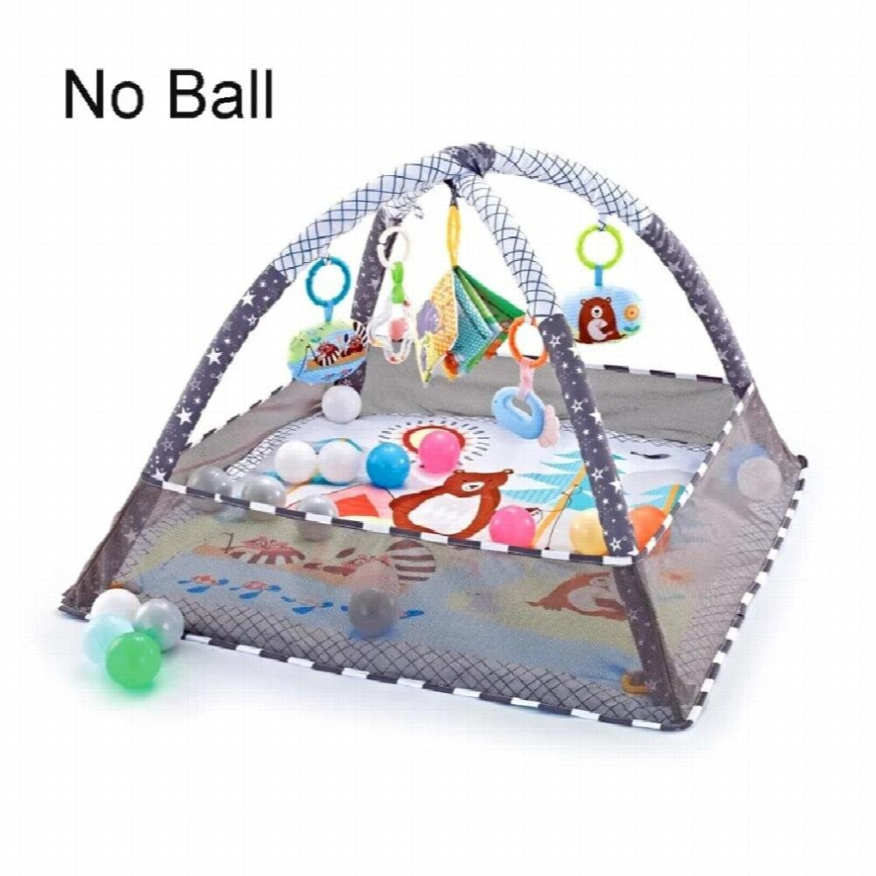 Baby Gym Activity Play Mat Baby Fitness Frame Crawling Game Blanket Tummy Time Mat with 5 Sensory Toy for Newborn Infant Toddler