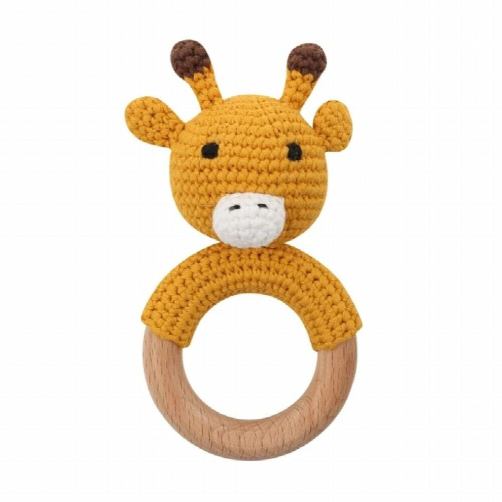 BPA Baby Wooden Teether Crochet Cartoon Baby Rattle Toys Wooden Ring Rodent Toys Mobile Gym Kids Newborn Educational Toys