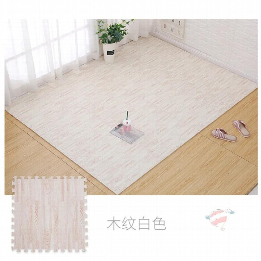 (TD1173A Black-16PCS) Wood Grain Puzzle Floor Foam Carpet Bedroom Splicing Mat Baby Play Mat Interlocking Exercise Tiles30*30cm 