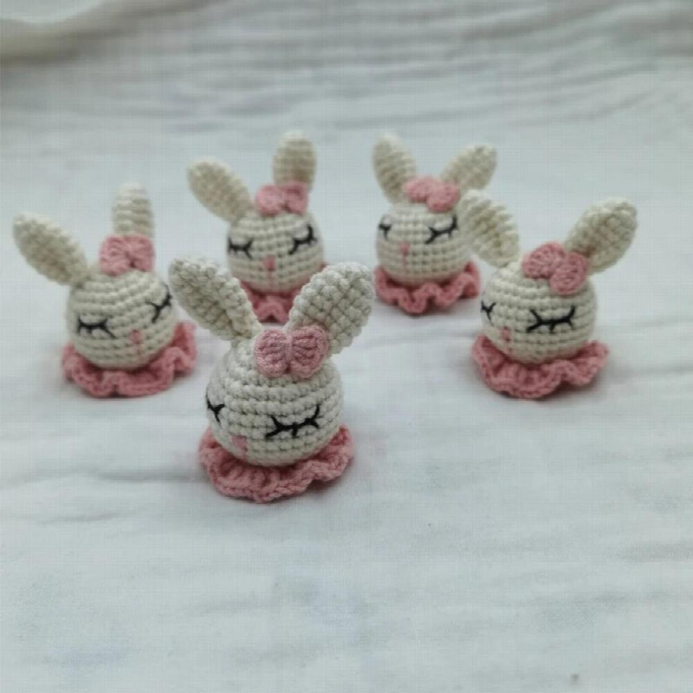 5Pcs Baby Pacifier Clip DIY Accessories Crochet Bead Rabbit Rattle Infant Teething Toy Freezer Teether Newborns Shower Gift