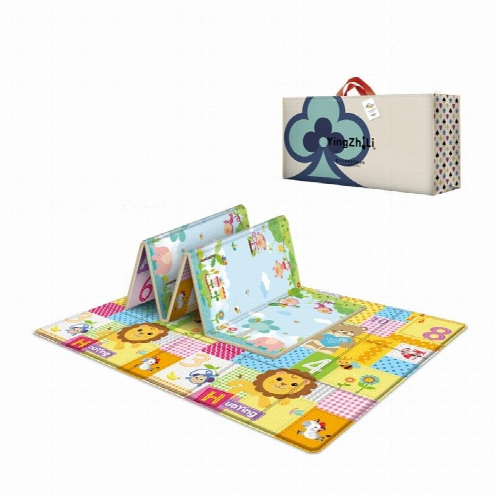 (D15 White-180x100x0.6CM) Baby Play Mat 180x200cm Doubel Sided Printed Kids Rug Educational Toys for Children Crawling Carpet Game Activity Gym Foam F