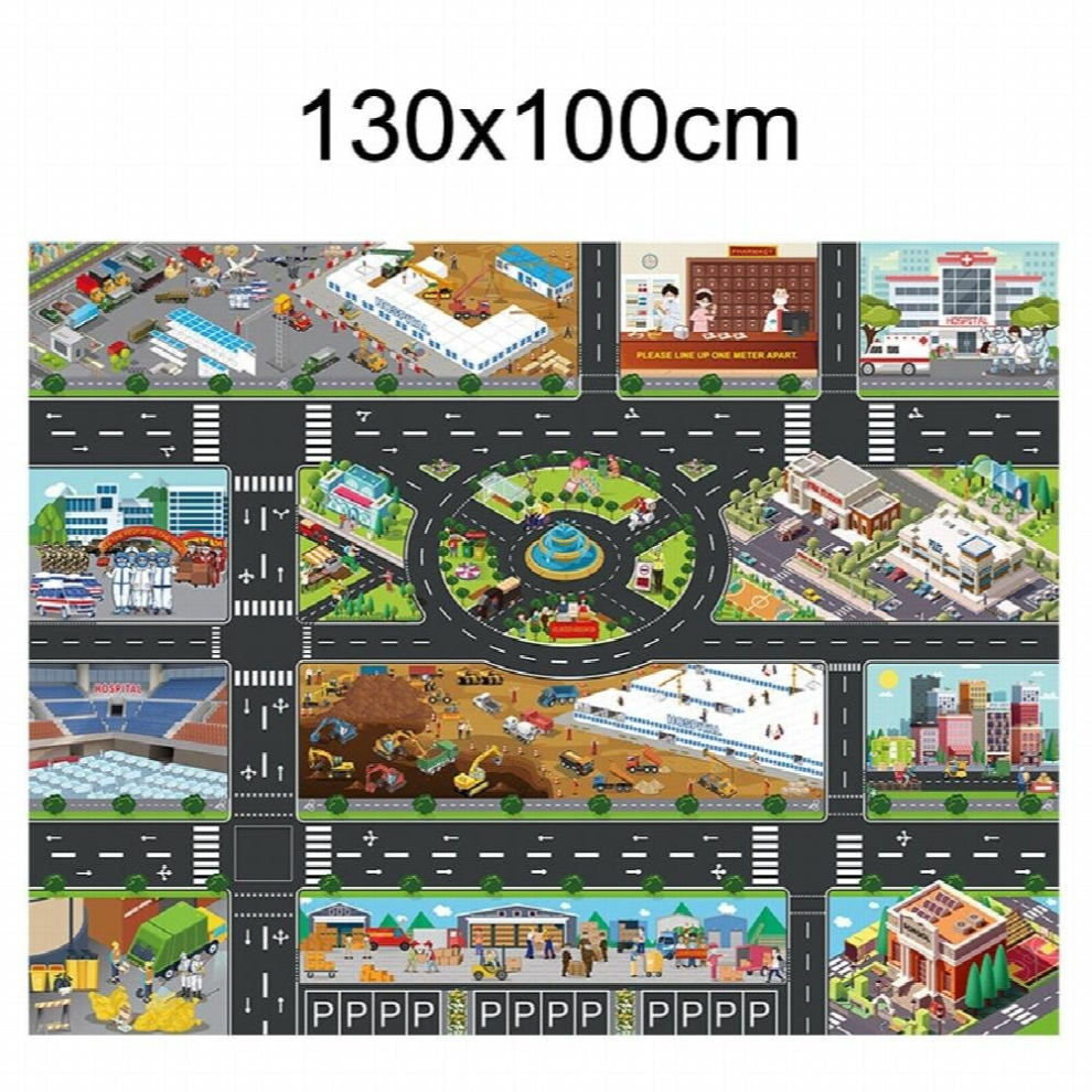 130x100cm Traffic Map Game Mat Children Car Parking Map Pretend Play Toys Baby Climbing Playing Mat City Parking Lot Roadmap XPY