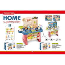 Childrens Simulation Supermarket Vending Counter Shopping Cart Combination Set Playhouse Supermarket Scan Cash Register Toy Gif