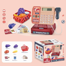 Kids Shopping Cash Register Toys Mini Supermarket Set Simulation Food Calculation Checkout Counter Pretend Play Toys for Kids