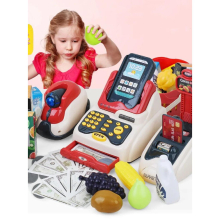 24pcs LED Lights and sound Childrens cash register toy imitating supermarket cashier play house set kids toys for baby