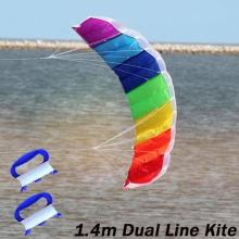 Outdoor Fun High 1.4m Dual Line Parafoil Kite With Handle String Rainbow Sports Beach Good Flying