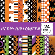 24pcs Christmas Halloween Scrapbook Paper Pads 6x6In Packaging Decoration DIY Crafts Journaling Supplies Gift Wrapping